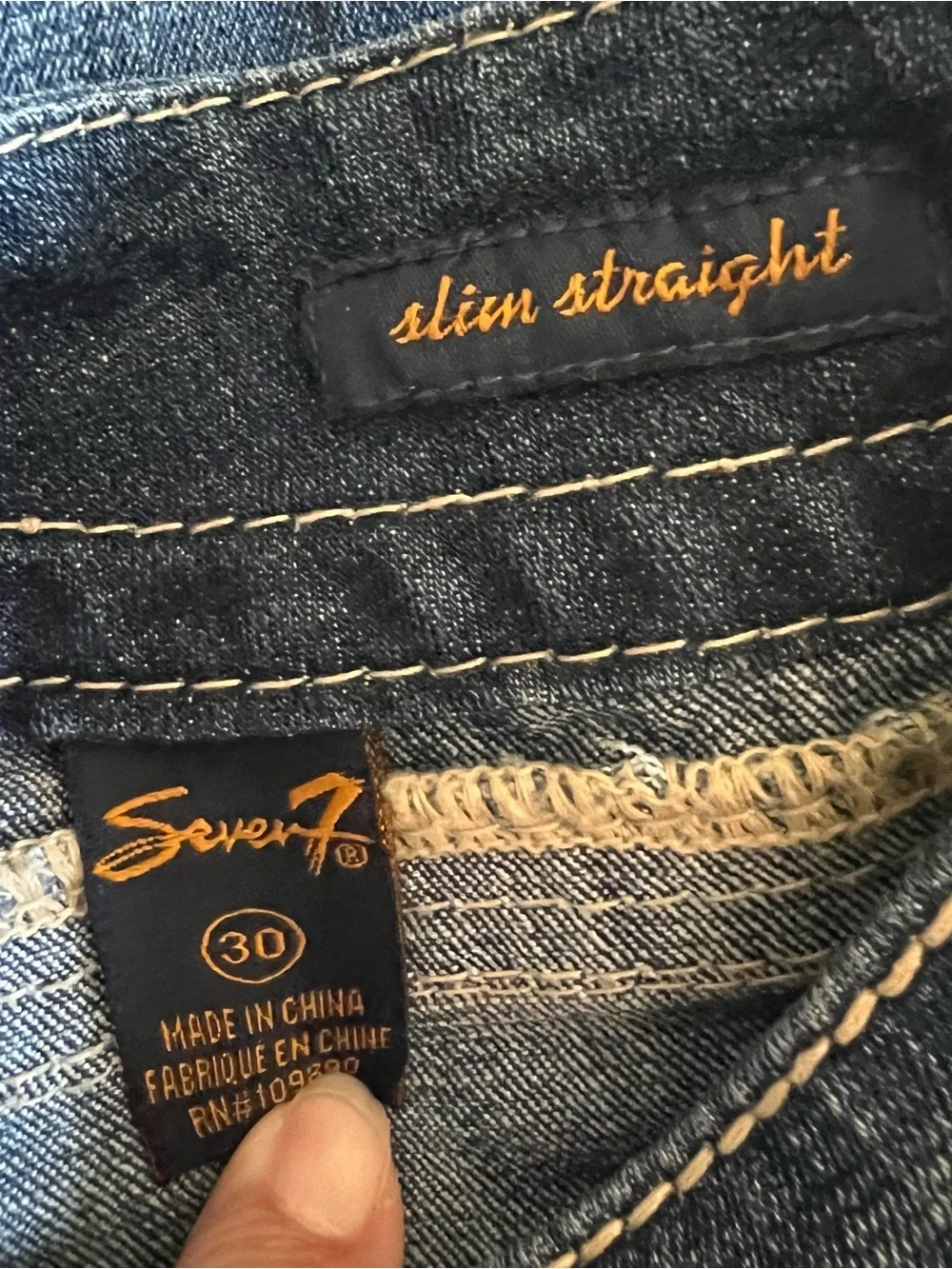Seven7 Women's Dark Blue Slim Straight Jeans, Size 30